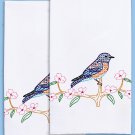 Jack Dempsey Stamped Decorative Hand Towel Pair 17 X 28 inches Bluebird