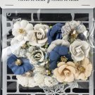 Prima Marketing Georgia Blues Mulberry Paper Flowers 15/Pkg-Wilcox W/Stencil