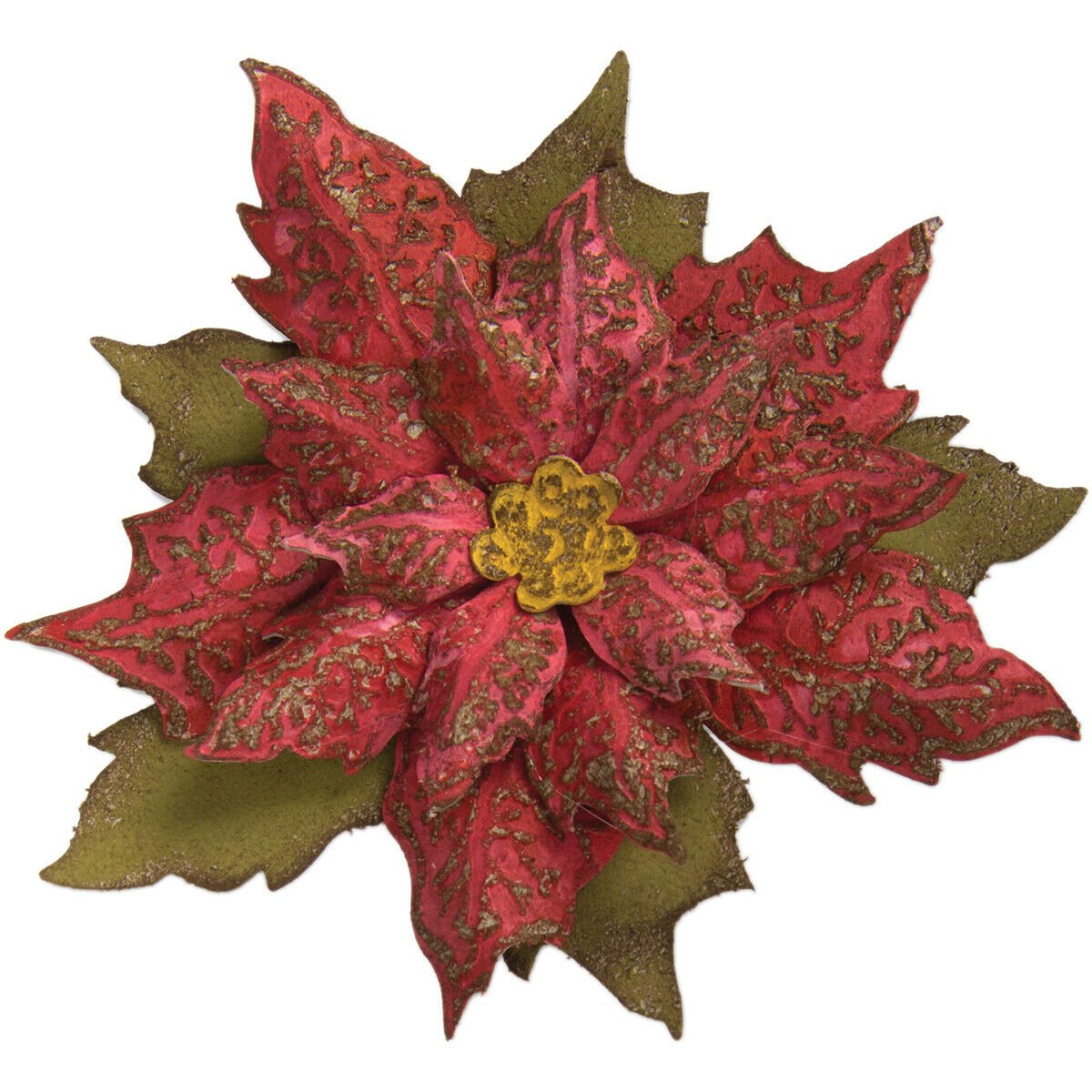 Tim Holtz Bigz Die With Texture Fades Layered Tattered Poinsettia