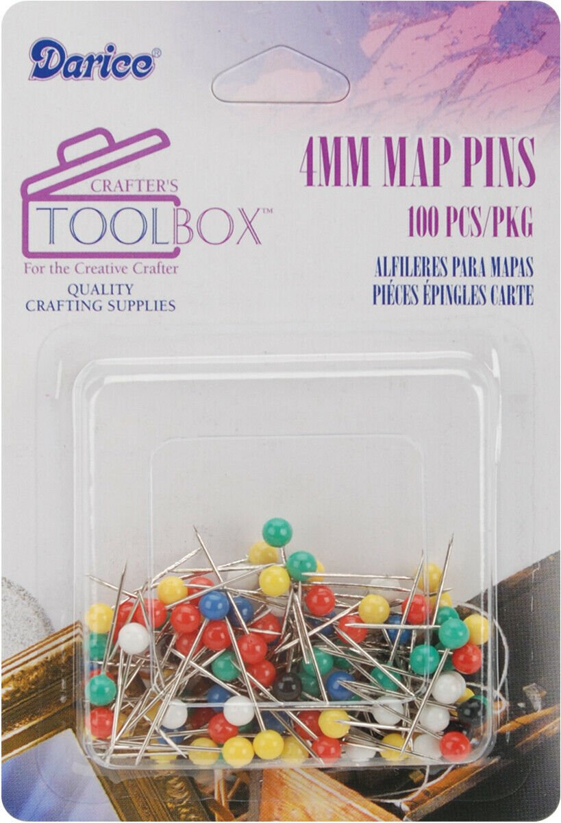 Darice Crafters Toolbox Map Pins Assorted Colors 4mm