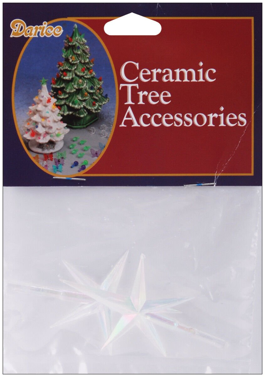 Darice Ceramic Christmas Tree Accessories Stars 2.75 X1.875 Inches Iridescent