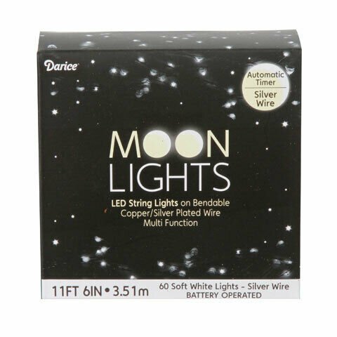 Darice 60-Light Soft White LED Moon Light Set with Timer
