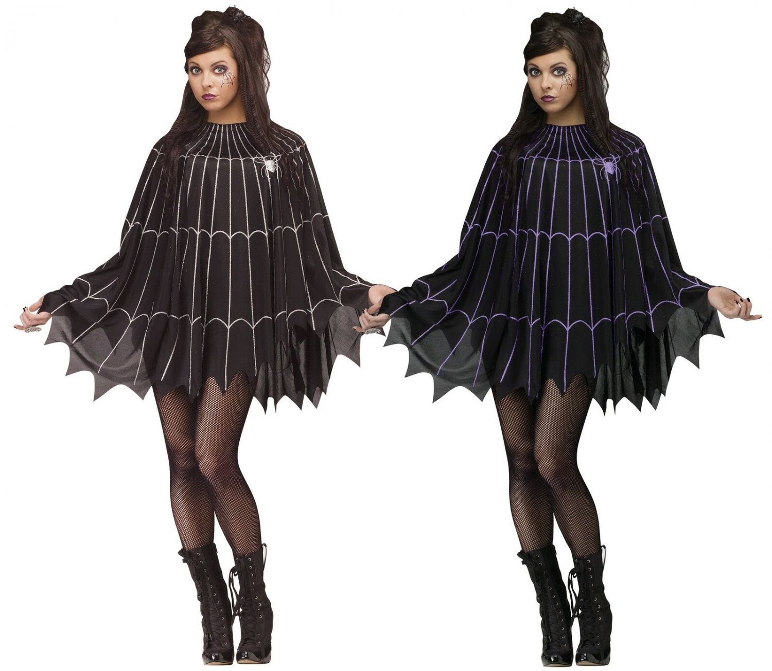 Fun World Women's Spider Web Poncho Costume, Multi, Standard