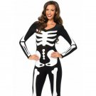 Leg Avenue Spandex Printed Glow In The Dark Skeleton Catsuit Black&White, Small