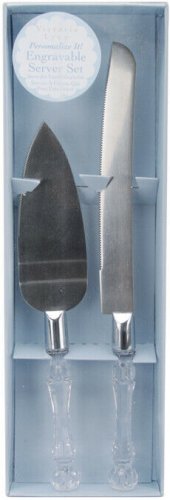 Darice Victoria Lynn Engravable Server Set Silver Knife and Cake Server