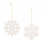 Darice Snowflake Christmas Ornament Ceramic, White,4.13 Inches,2 Assorted Styles