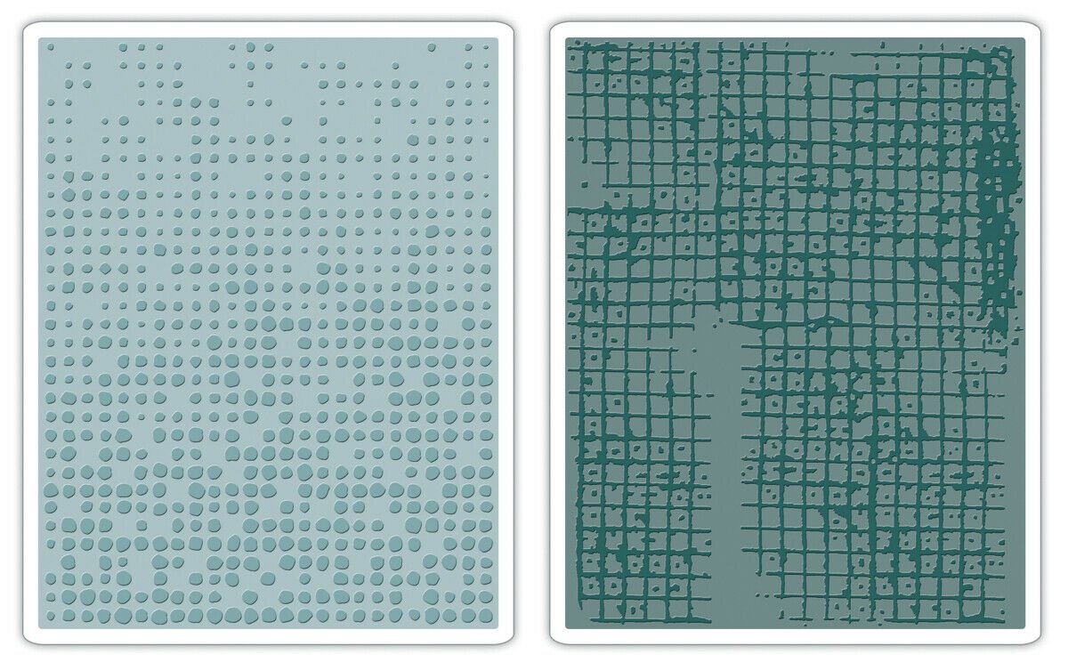 Tim Holtz Texture Fades Alterations Embossing Folders Dot Matrix & Gridlock Set