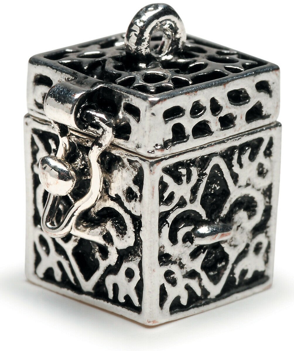 Darice Prayer BoX metal Charm Fleur De Lis Antique Silver