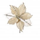 Darice Christmas Floral Gold Velvet Poinsettia Pick with Glitter 9 x 10.5 inches