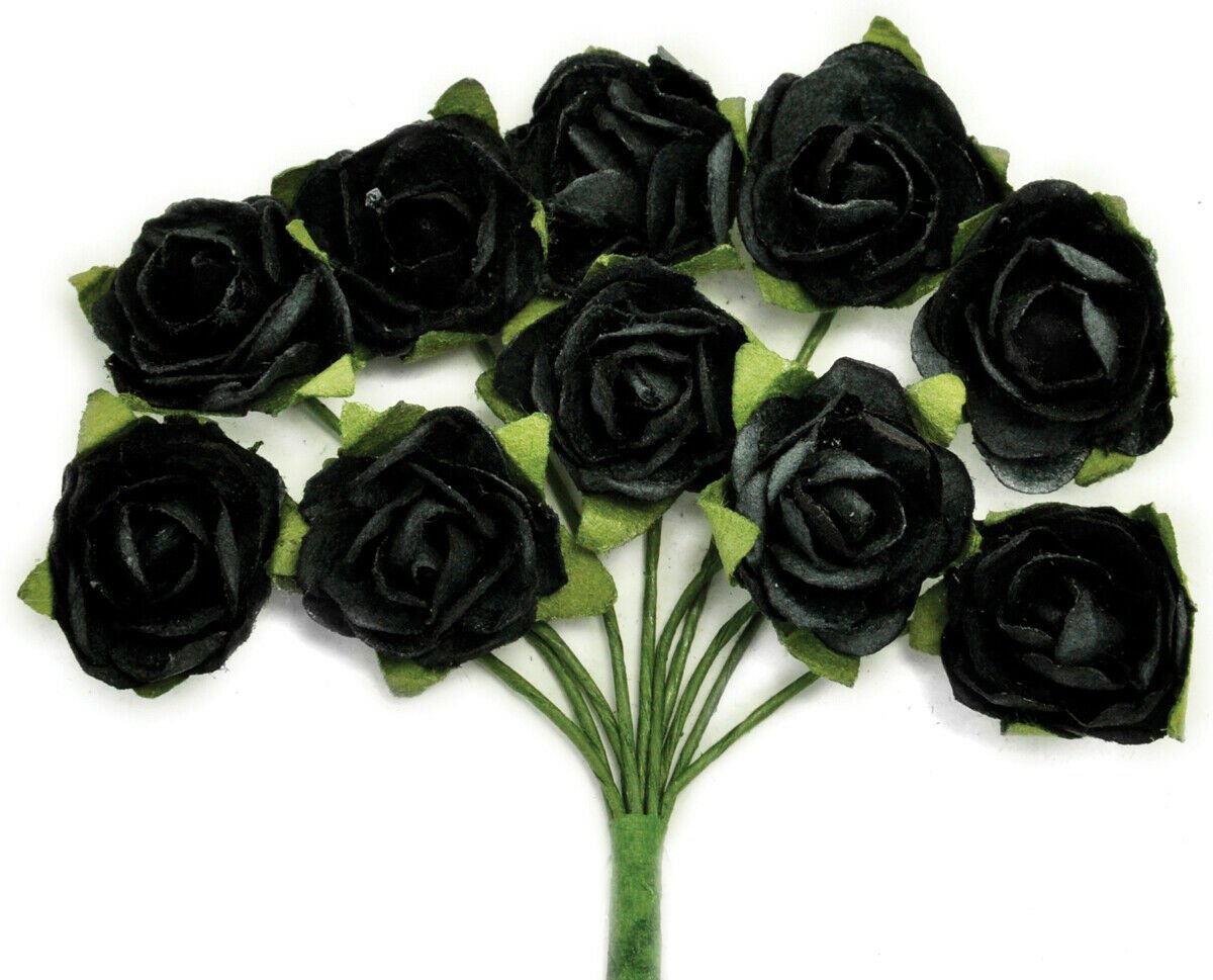 Kaiser Craft Paper Blooms Mini Flowers Black