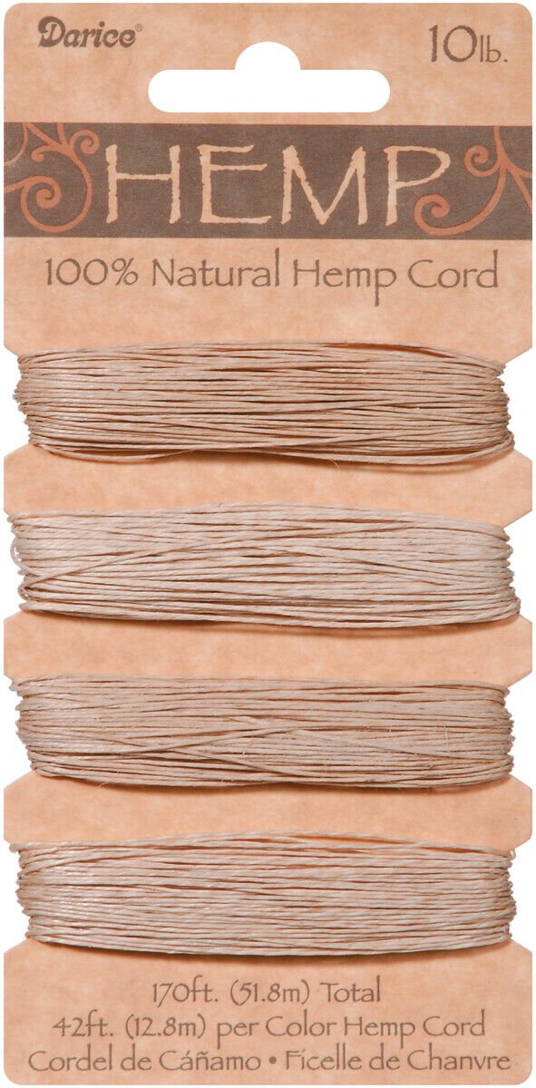 Darice Hemp Cord Set - Assorted Natural Colors - 168 feet