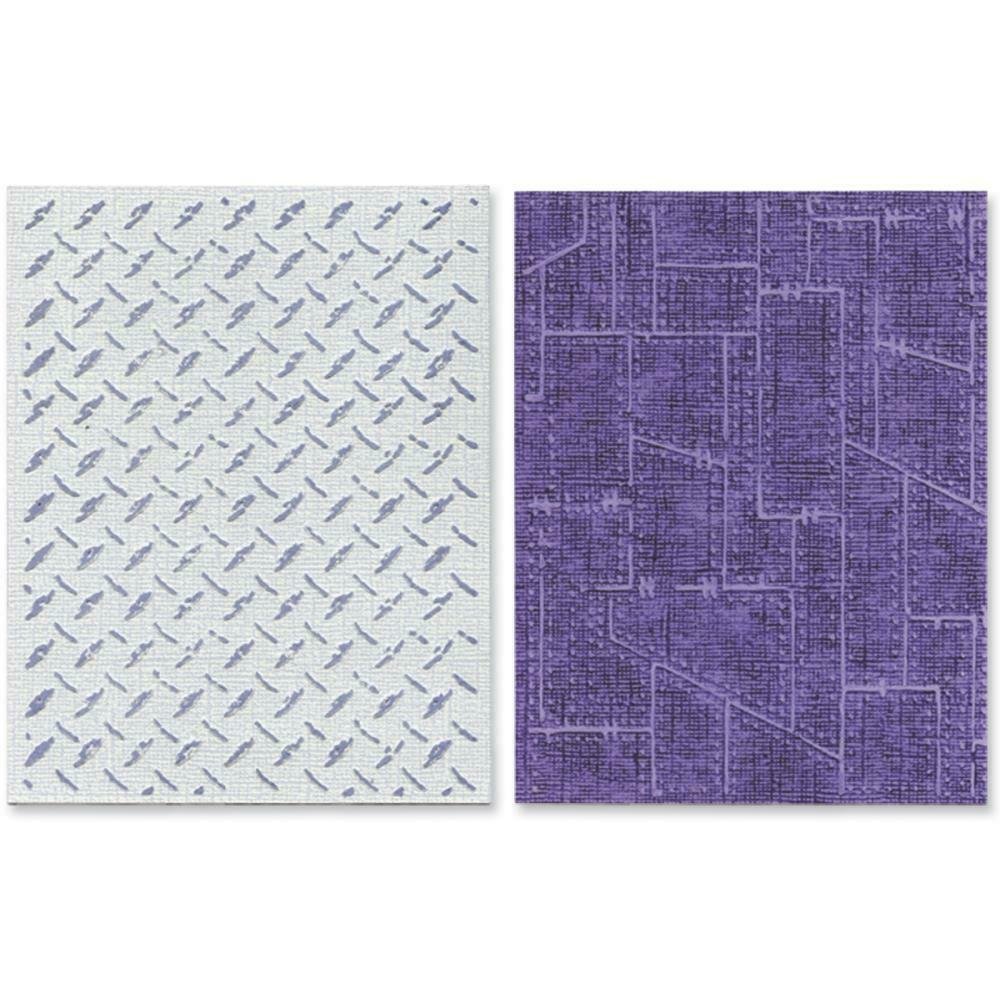 Tim HoltzTexture Fades A2 Embossing Folders Diamond Plate & Riveted Metal Set