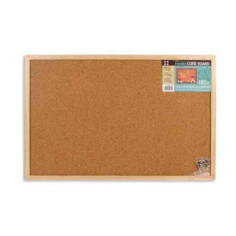 Darice Cork Memo Board with Push Pins and Wood Frame 16 x 24 inches