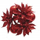 Darice Ornament And Poinsettia Candle Ring Glitter Red, 5 X 2 Inch