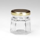 Darice Jar with Metal Lid Clear Glass Hexagon Shape Holds 1.5 oz