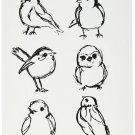 Ranger Dina Wakley Media Unmounted Rubber Stamps Scribbly Small Birdies