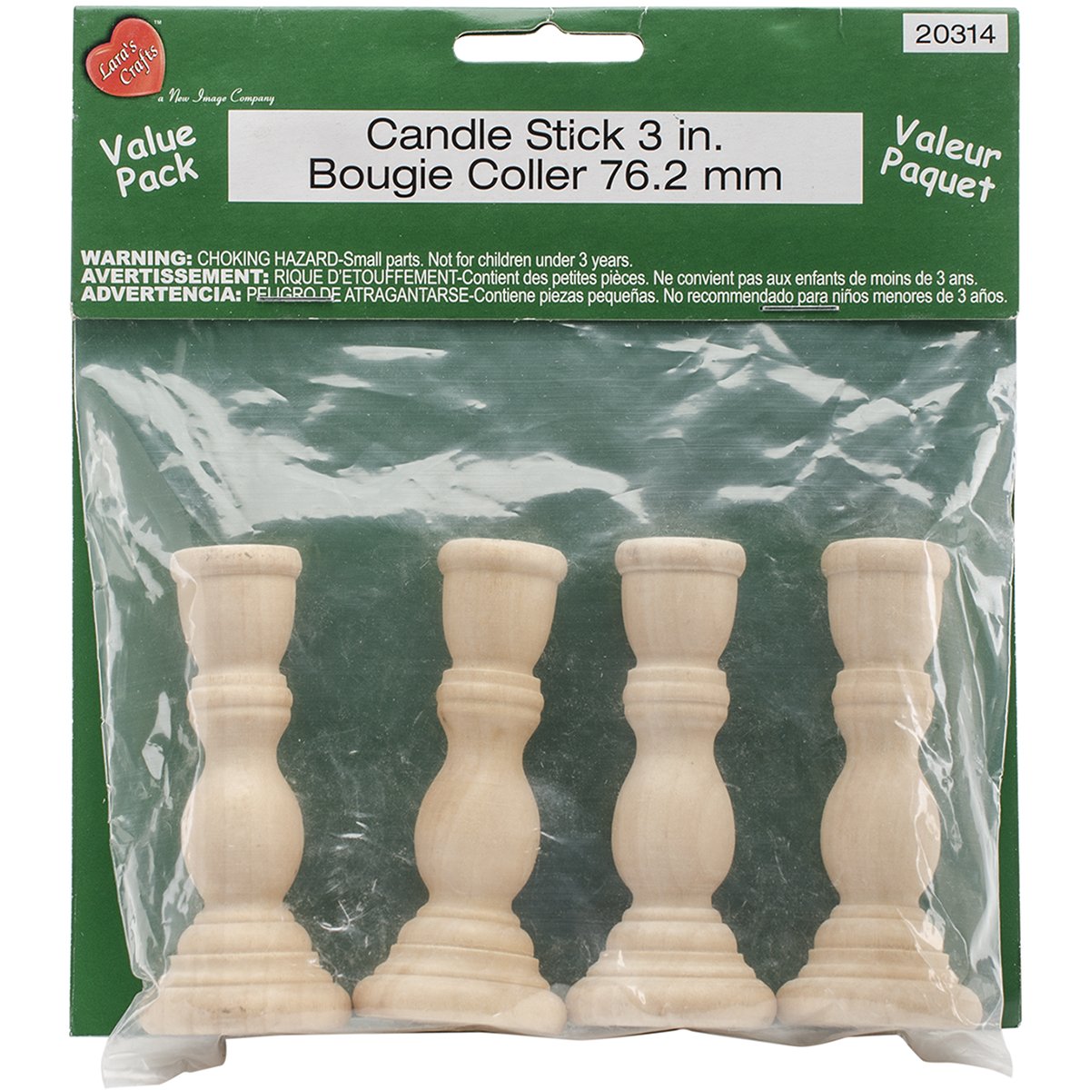 Wood Turning Shapes Value Pack-Candlestick 3" 4/Pkg