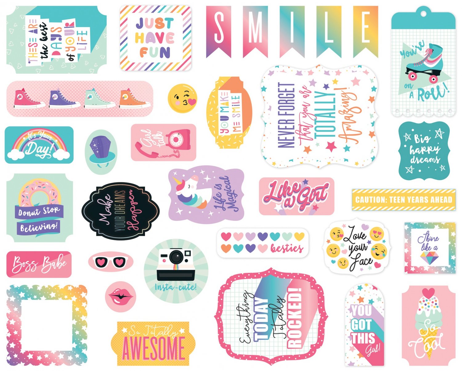 Echo Park Cardstock Ephemera 33/Pkg-Icons, Teen Spirit Girl