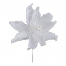 Darice Velvet Poinsettia Pick White/Silver, 6 x 10 Inches