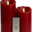 Set of 2 Luminara Red Flameless Candles: 3.5"x5" 3.5"x7" Cinnamon Scented Moving