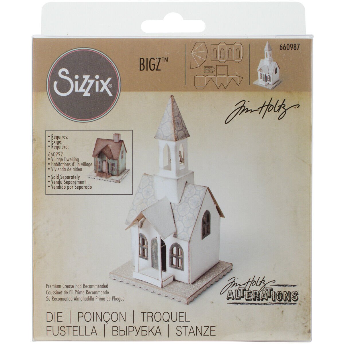 Sizzix Bigz Die By Tim Holtz 5.5 X 6 inches Village Bell Tower