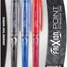 Pilot Frixion Extra Fine Point Erasable Gel Pens 3/Pkg-Black, Blue & Red