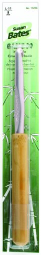Susan Bates Bamboo Handle/Silvalume Head Crochet Hook 5.5 inches