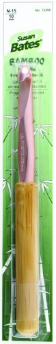 Susan Bates Bamboo Handle/Silvalume Head Crochet Hook 5.5 inches, Size N15/10mm