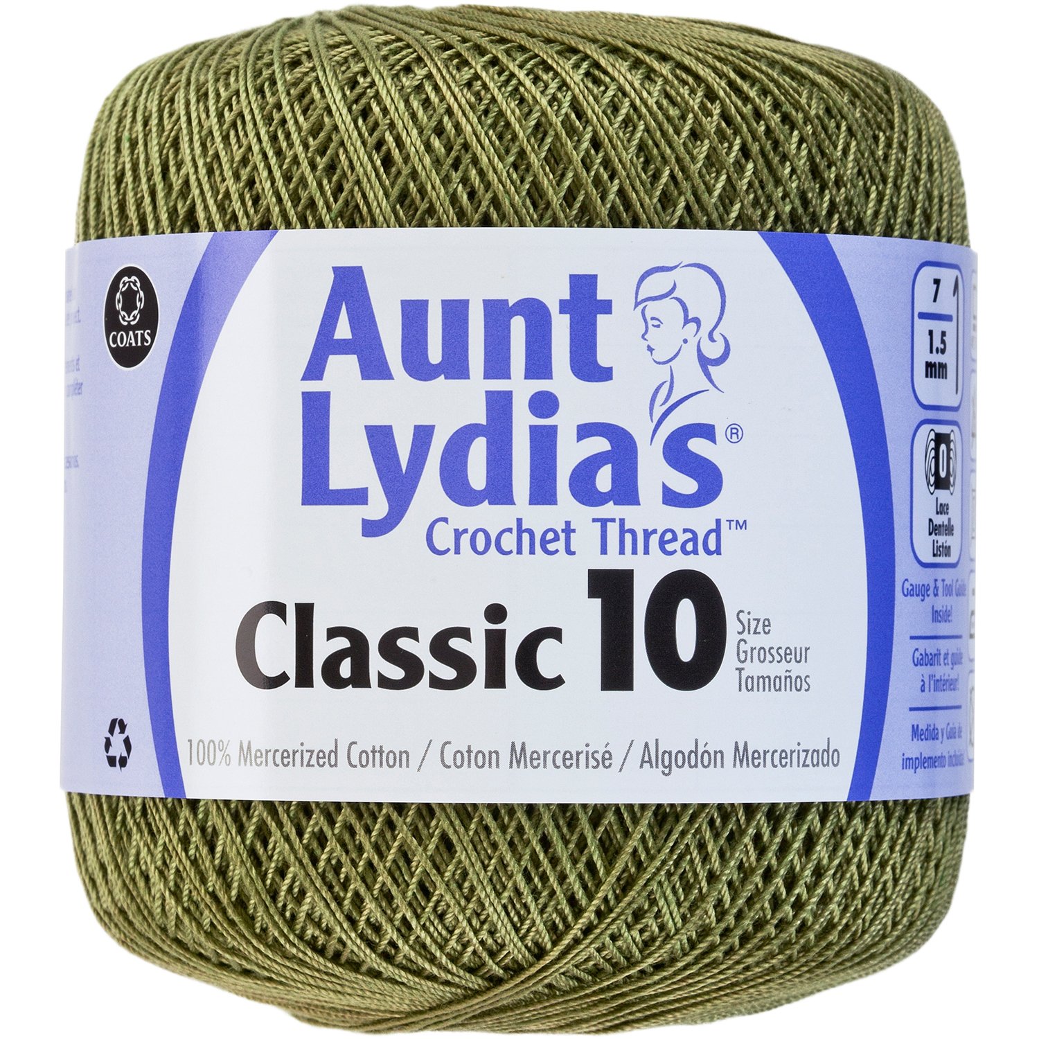 Aunt Lydia's Classic Crochet Thread Size 10-Olive
