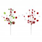 Darice Christmas Floral Peppermint Pick with Pom Poms Assorted Colors 6X9.75''