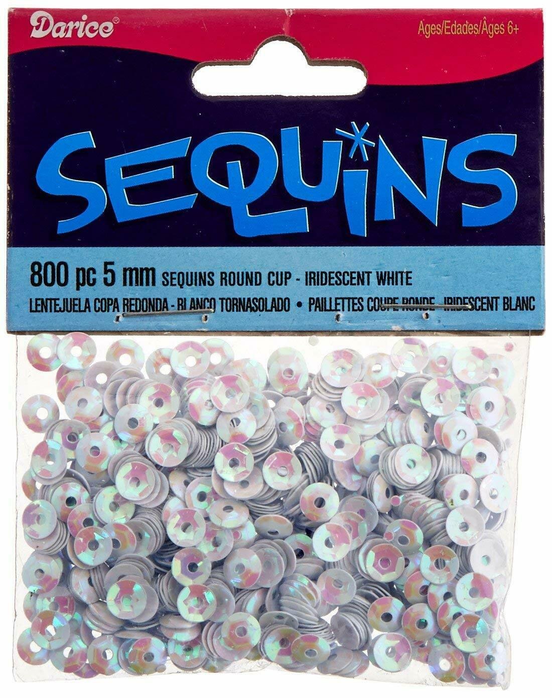 Darice Cupped Sequins White Iridescent 5mm