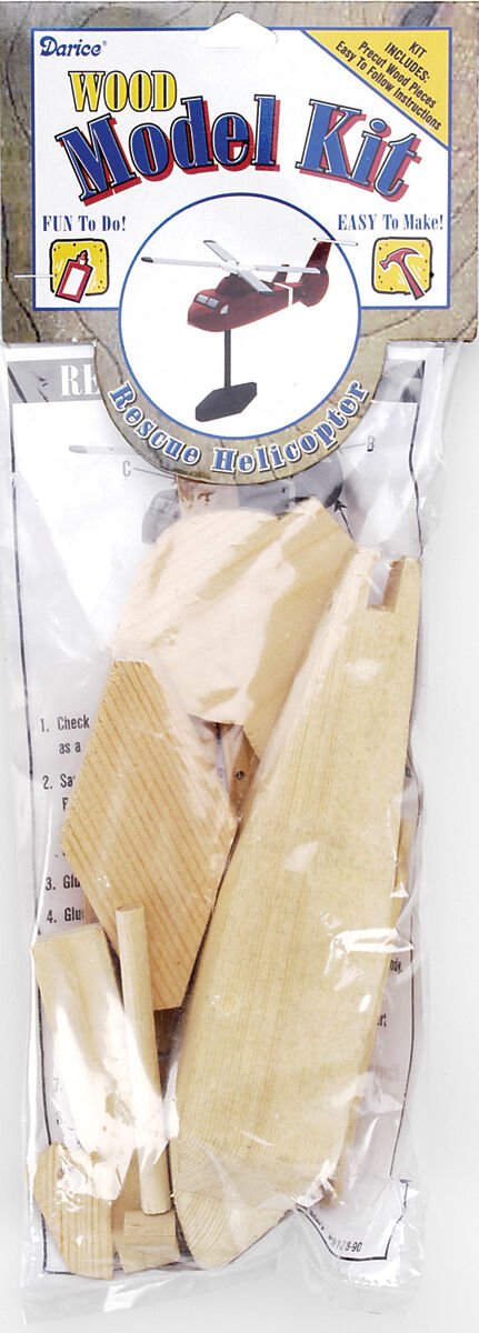 Darice Wood Model Kit Rescue Helicopter 7.5 X 5.5 Inches