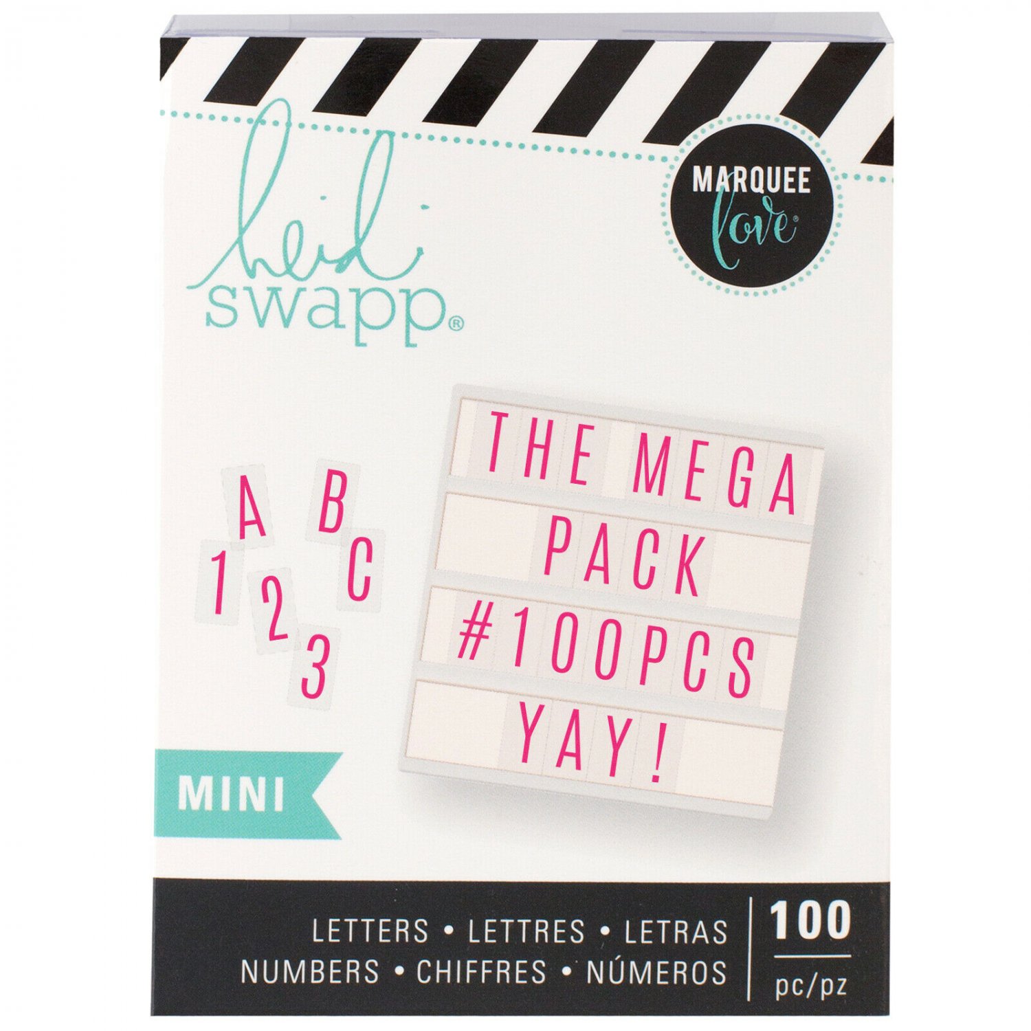 American Craft Heidi Swapp Mega Pack Lightbox Inserts Mini Alphabet/Pink