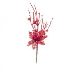 Darice Red Glitter Poinsettia Pick 2.75 to 4 X 13.8 Inches