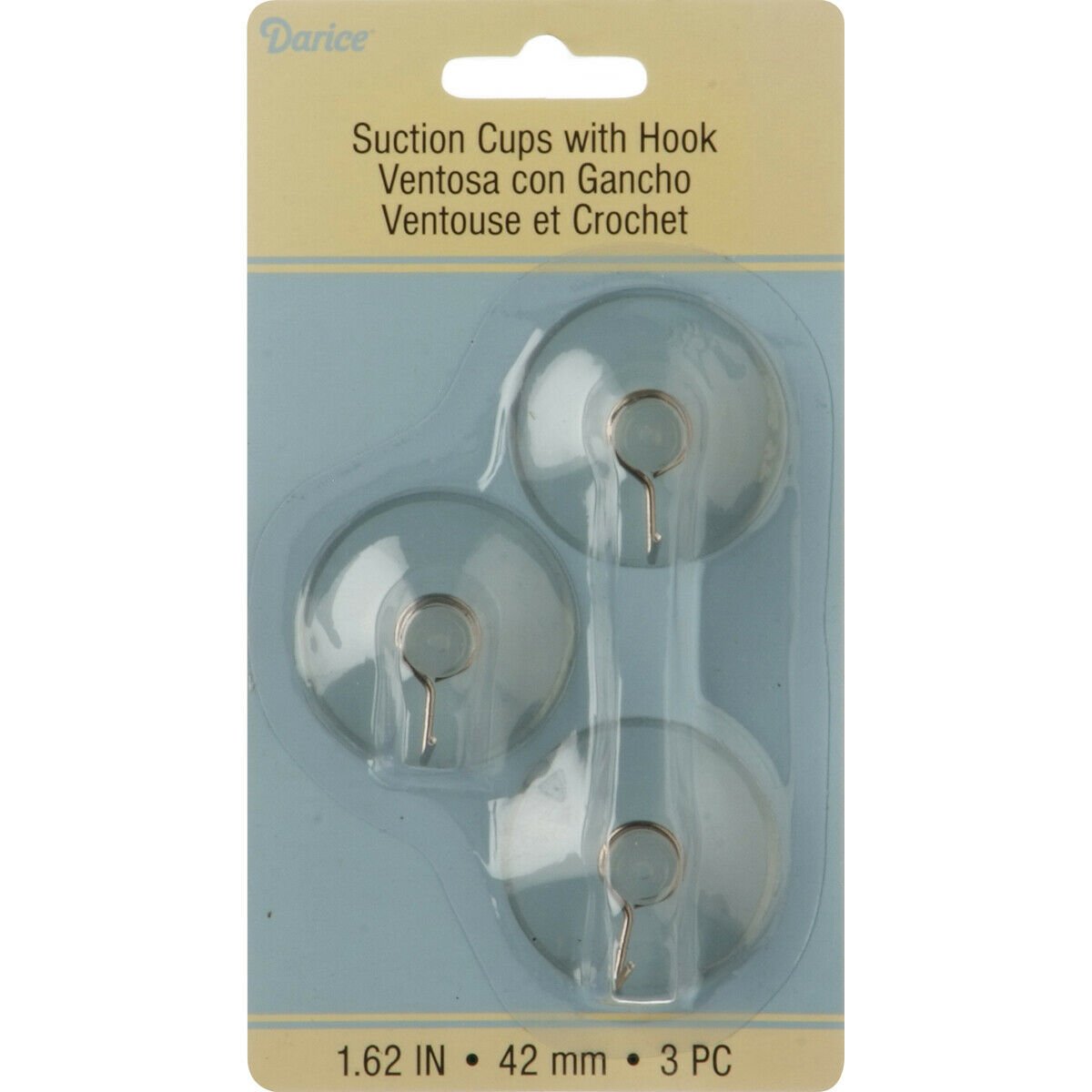 Darice Suction Cups Clear with Silver Hooks 42mm