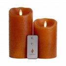 Set of 2 Luminara Primitive Flameless Candles Unscented Moving Flame with Timer