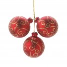 Darice Seasonal Floral Red Christmas Ornament Pick Gold Swirl 40 millimeters