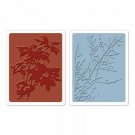 Tim Holtz Embossing Folders Brush Poinsettias&Winter Berries Set