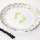 Darice Autograph Plate with Marker Baby Feet Design Pastel