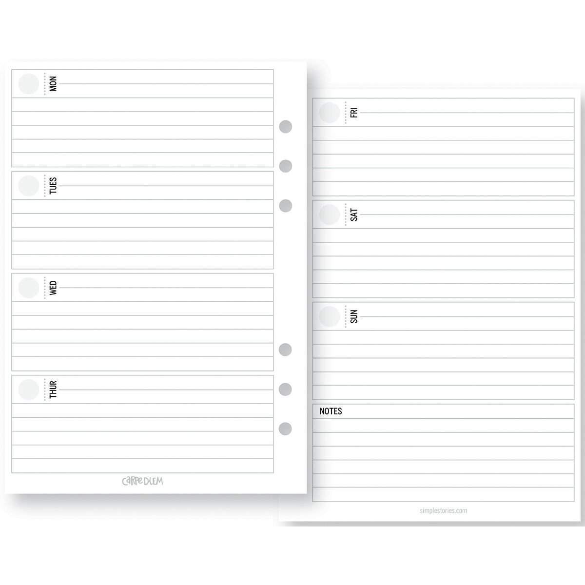 Simple Stories Carpe Diem Planner Essentials Weekly Inserts Horizontal Format