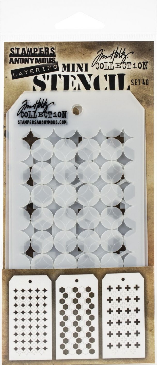 Tim Holtz Mini Layered Stencil Set 3/Pkg-Set #40