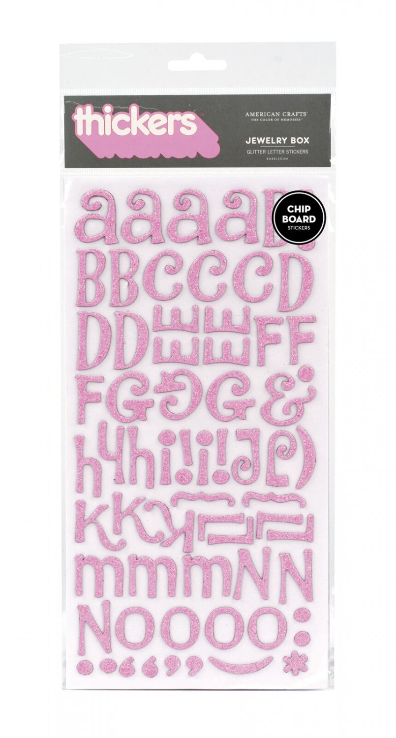 Darice American Crafts Thickers Alpha Stickers Glitter FoamBubblegum 2 Sheets