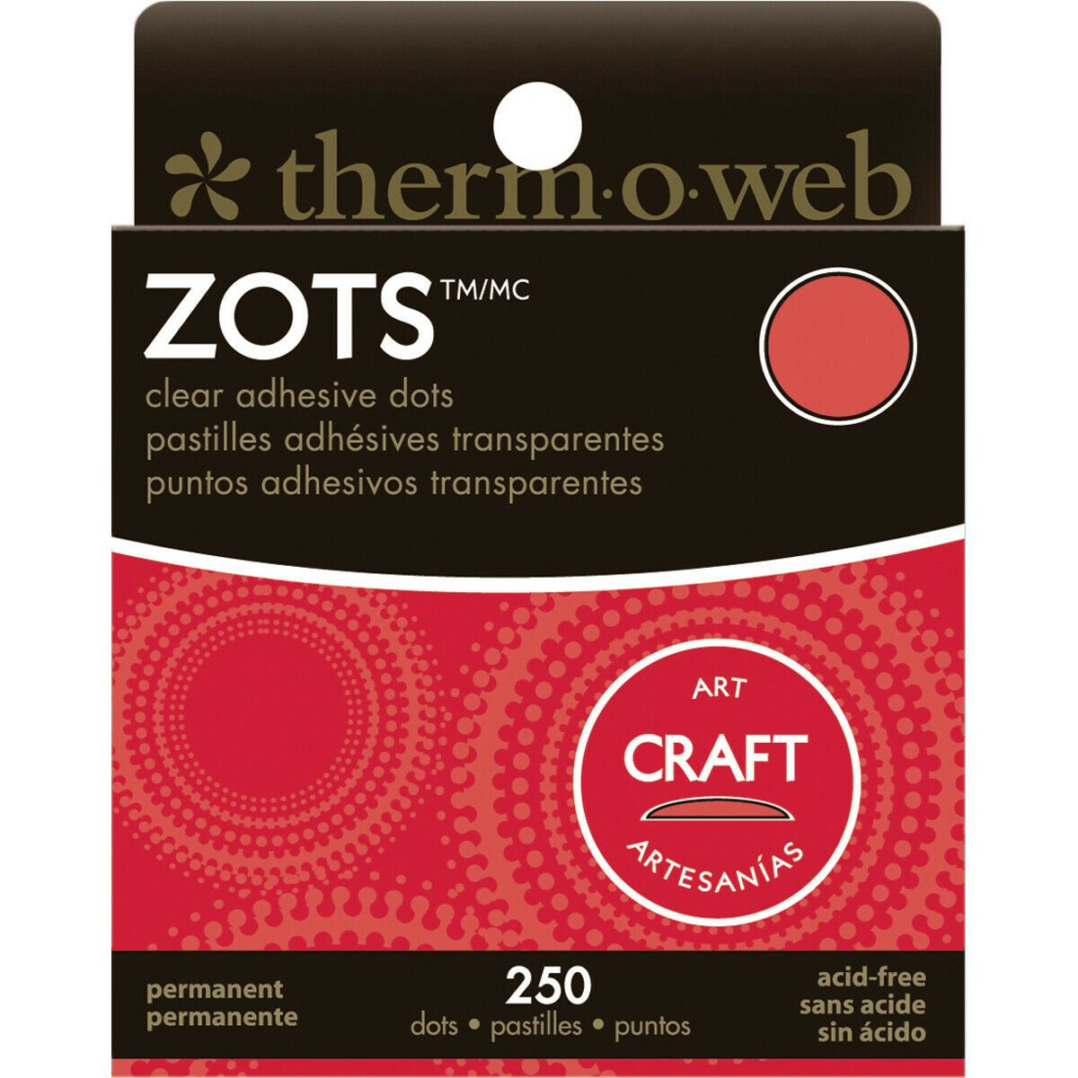 Zots Clear Adhesive Dots-Craft 1/2"X1/16" Thick 250/Pkg