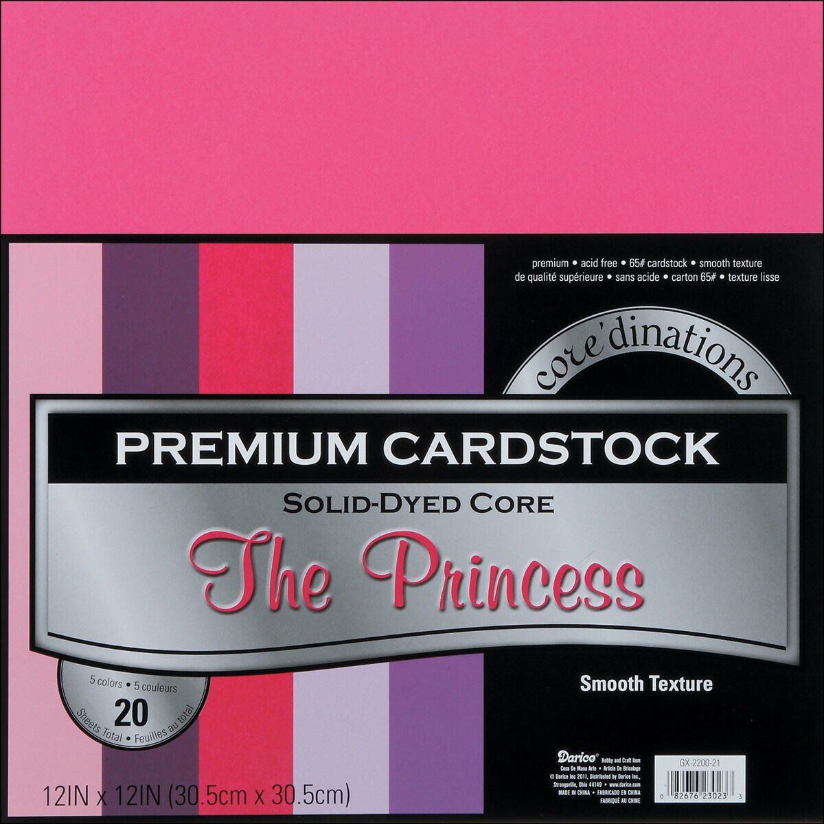 Darice Core'dinations Premium Smooth Assorted The Princess Colors Paper 12"x12"