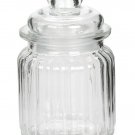 Darice Glass Canister with Lid Ribbed Clear 3 x 4.9375 inches