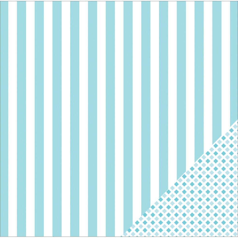 American Crafts Basics Double Sided Cardstock With 12 X 12  Sky Blue Stripe