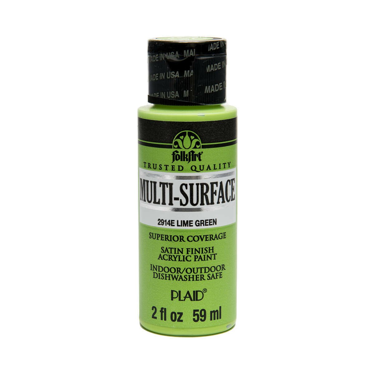 FolkArt Multi-Surface Satin Acrylic Paints - Lime Green, 2 oz.