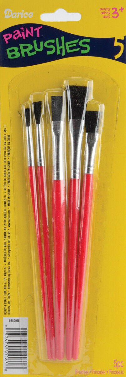 Darice Paintbrush Set Red Handle Assorted Colors