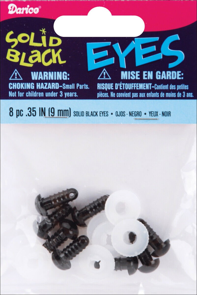 Darice Shank Back Solid Eyes with Plastic Washers 9 mm Black