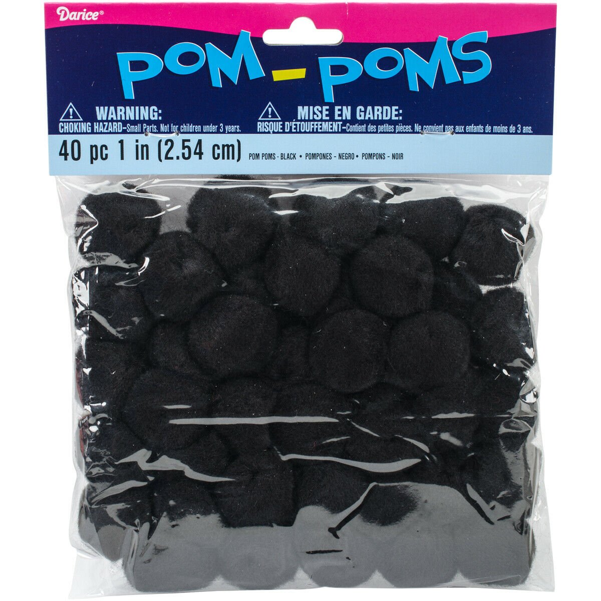 Pom-Poms 1" 40/Pkg-Black